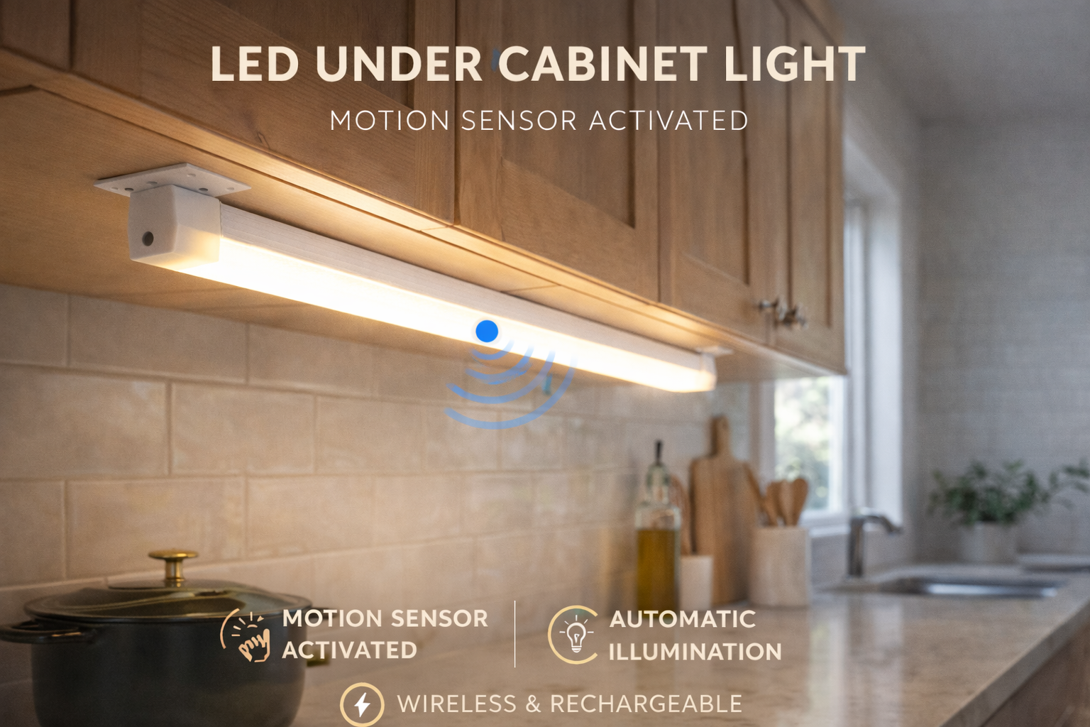 Rechargeable Motion Sensor Under Cabinet LED Light